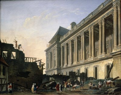 Het opruimen van de colonnade van het Louvre, 1764 door Pierre Antoine Demachy